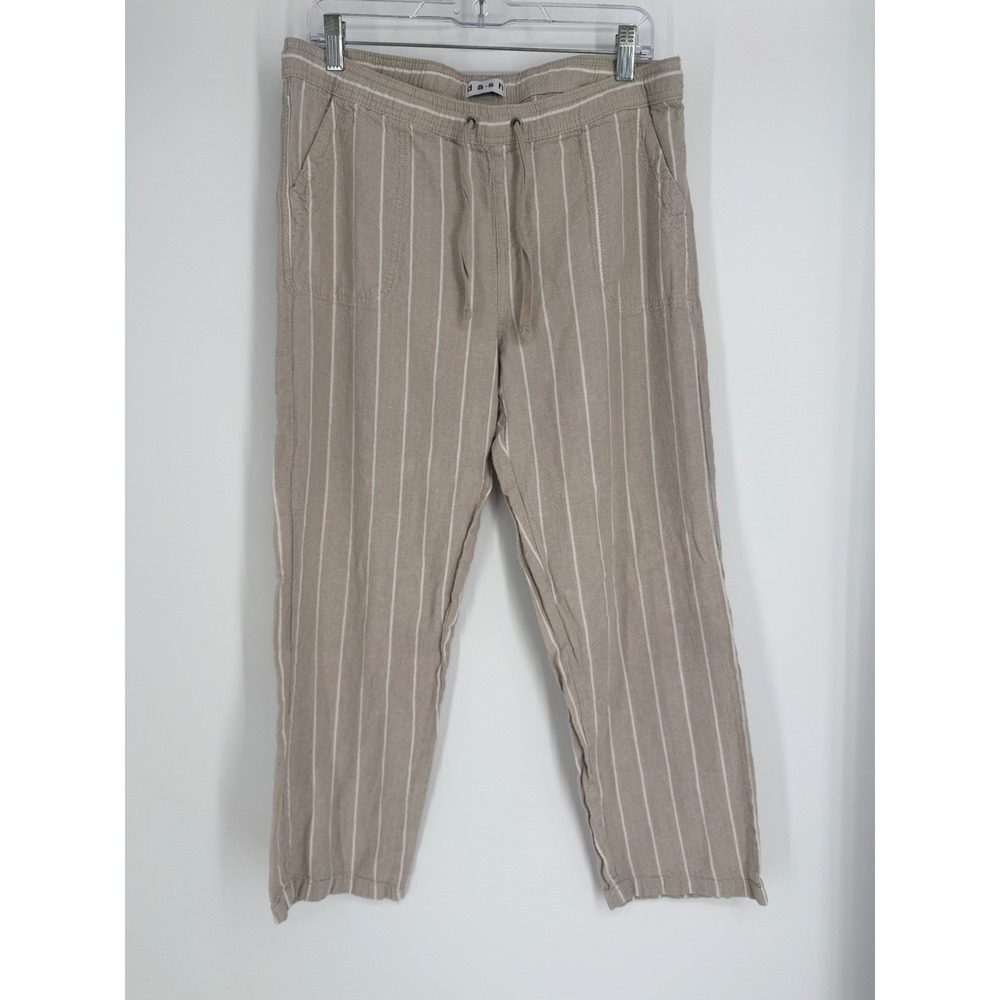 d-a-s-h Women Pants Medium Striped Linen Blend Coastal Boho Beachy Casual Resort
